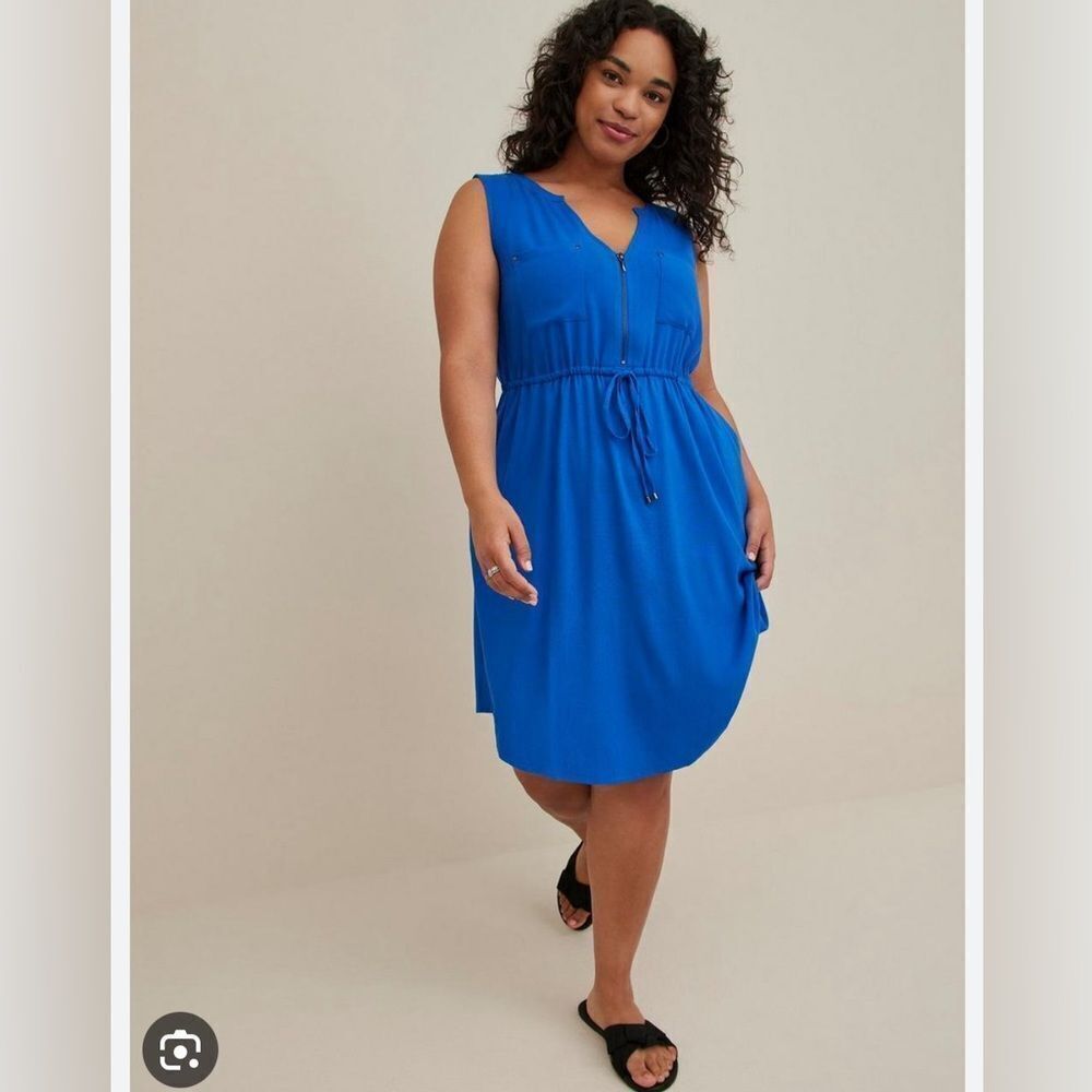 NWOT Torrid MINI TEXTURED RAYON SHIRT DRESS - royal blue plus size 5